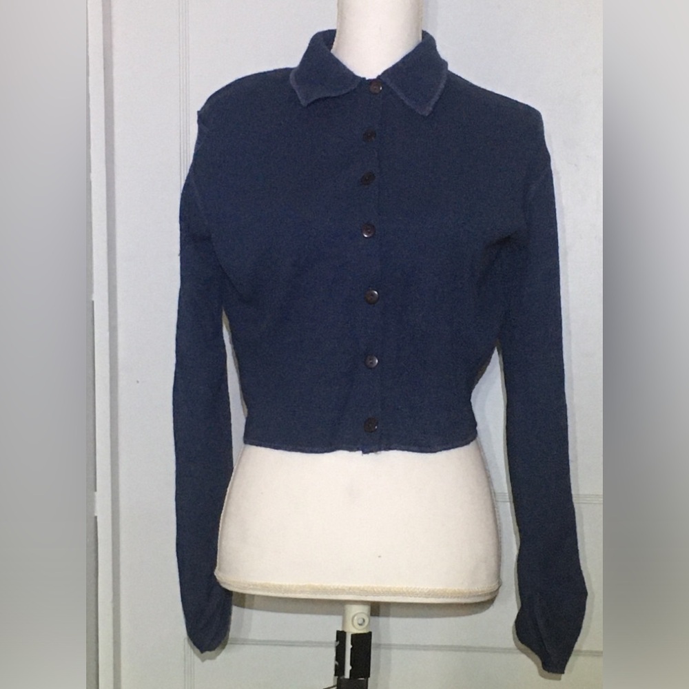 GAP Navy Blue Button-Up Women's Sweater with Extra Long Sleeves